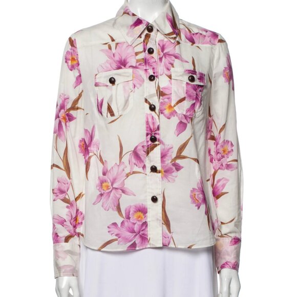 Zimmermann Tops - Zimmermann Floral Print Long Sleeve Button-Up Top Size: S